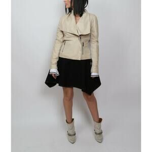 VINCE. Beige Leather Jacket Size M